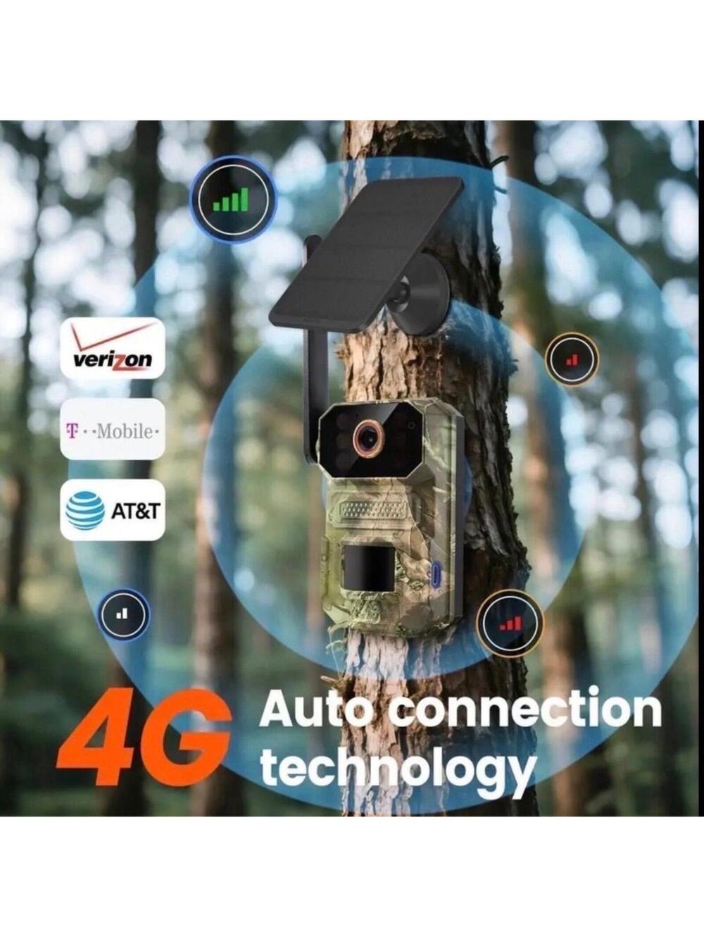 Trail Cam 2k HD Live View Cellular SIM 4G Game Camera Solar